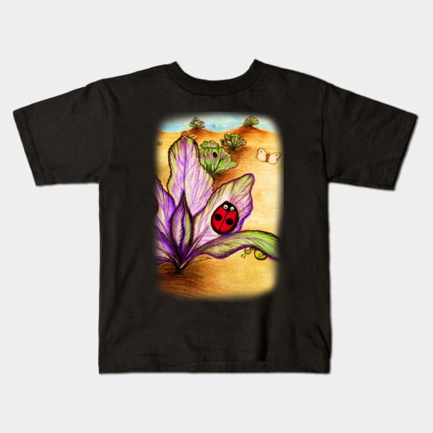 Ladybug on Purple Lettuce Kids T-Shirt by 1Redbublppasswo